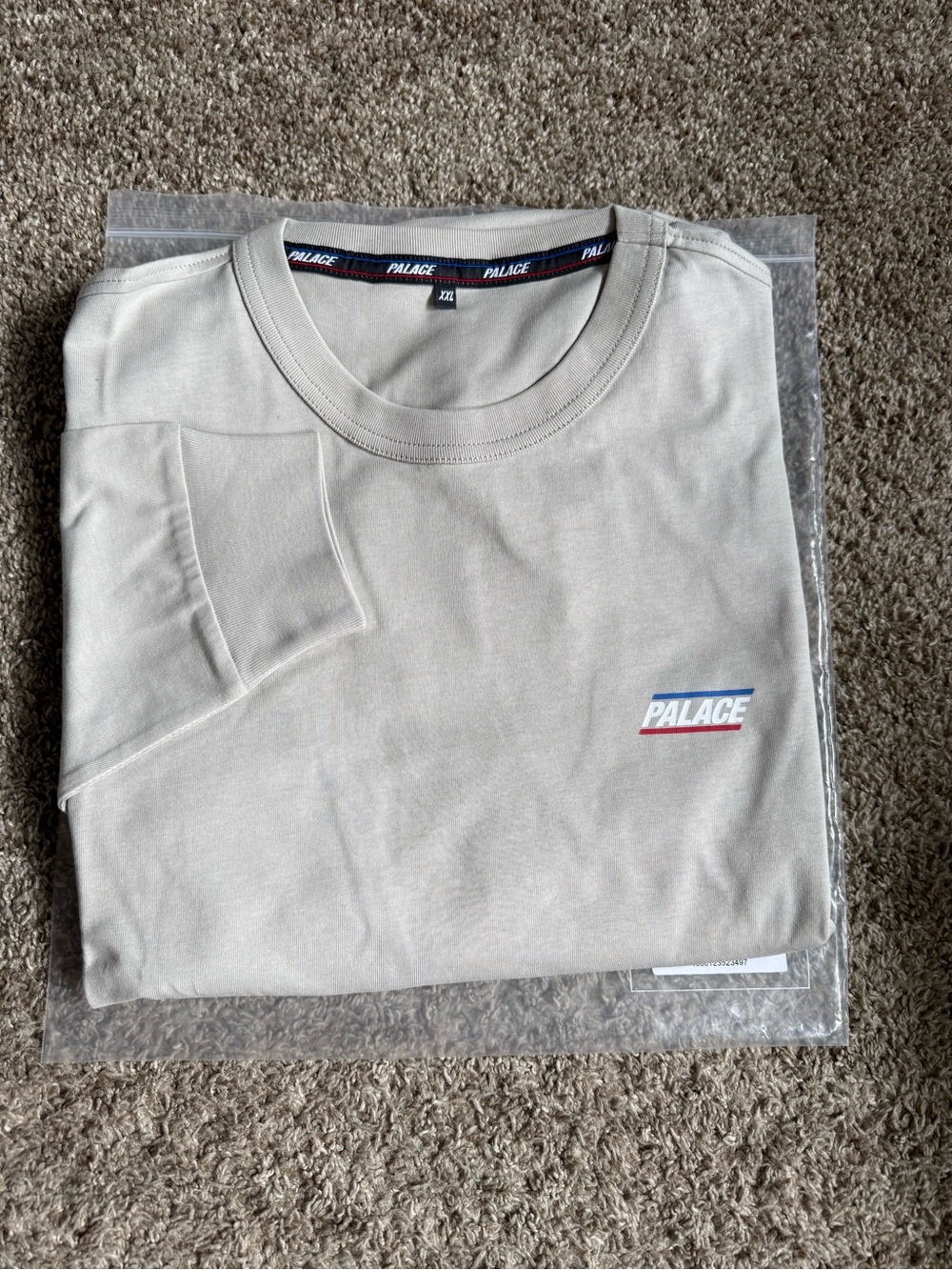 PALACE Crewneck Tee in Stone Gray with Triferg Accent